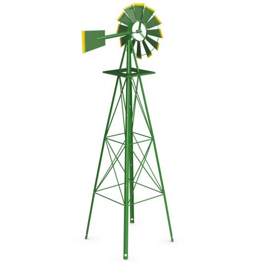 8 Feet Windmill Metal Ornamental Wind Wheel Weather Resistant-Gray W2B