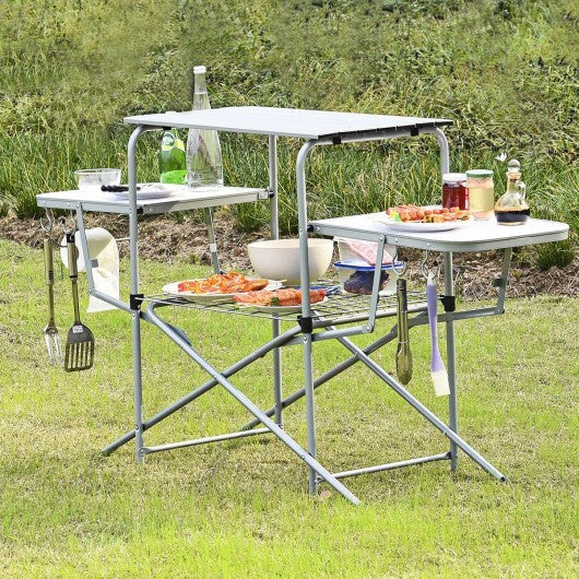 Foldable Outdoor BBQ Table Grilling Stand W2B