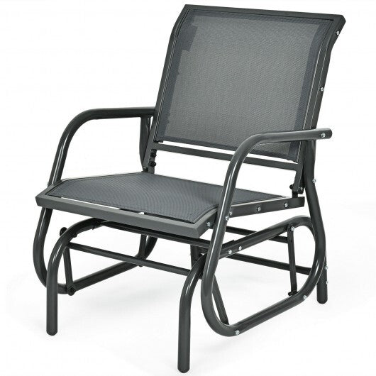 Outdoor Single Swing Glider Rocking Chair with Armrest-Gray
