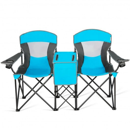 Portable Folding Camping Canopy Chairs with Cup Holder-Blue - Color: Blue W2B