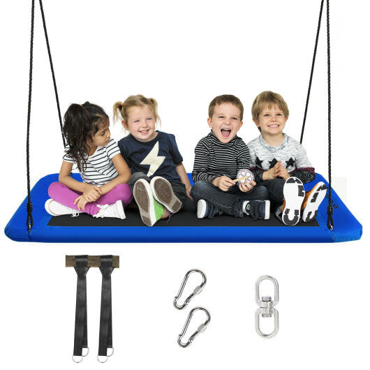 60 Inches Platform Tree Swing Outdoor with 2 Hanging Straps-Multicolor W2B