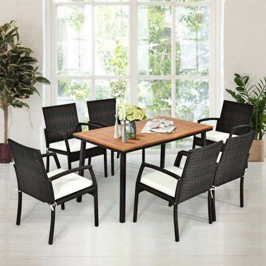 55 Inch Patio Acacia Dining Table with Umbrella Hole W2B
