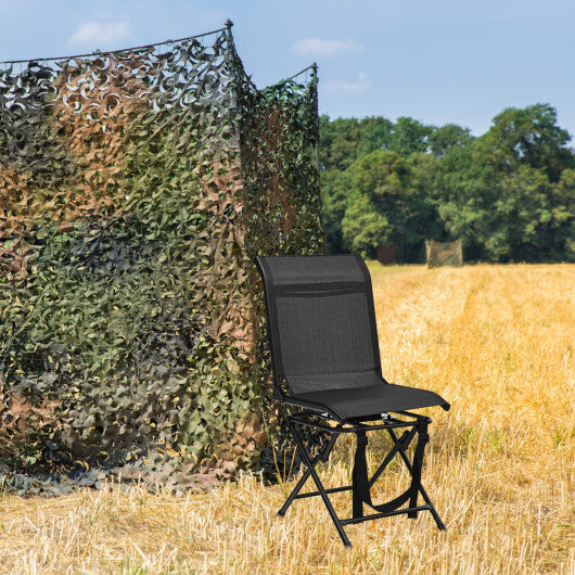 All weather Outdoor Foldable 360 Degree Swivel Chair with Iron Frame-Black W2B