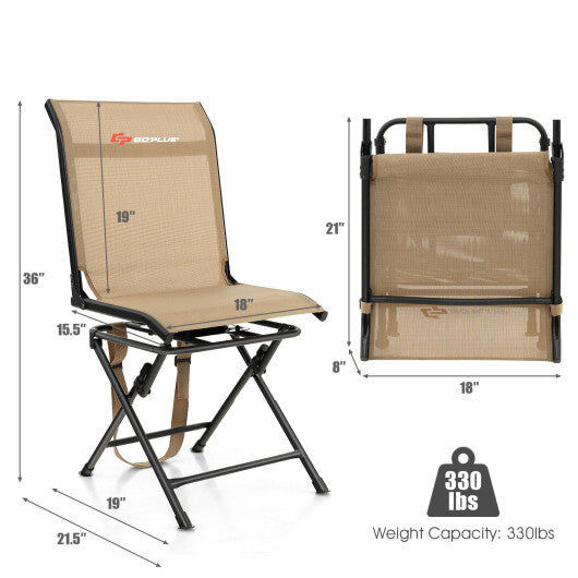 All weather Outdoor Foldable 360 Degree Swivel Chair with Iron Frame-Black W2B