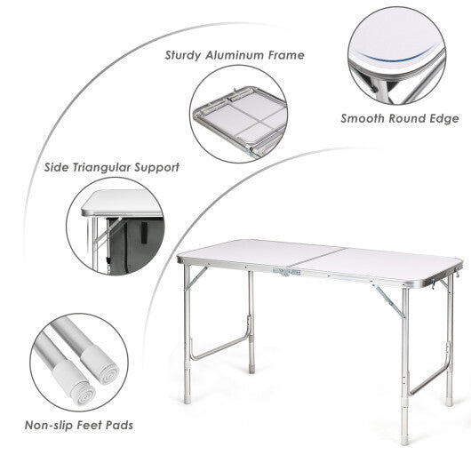 Height Adjustable Folding Camping Table-Gray W2B