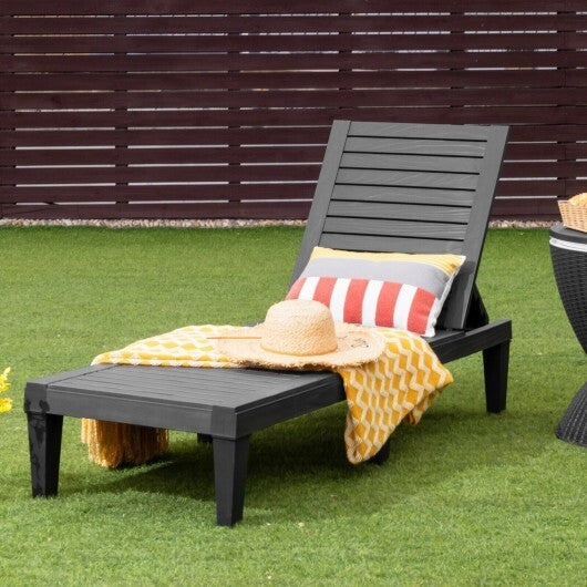 Outdoor Recliner Chair with 5-Position Adjustable Backrest-Black W2B