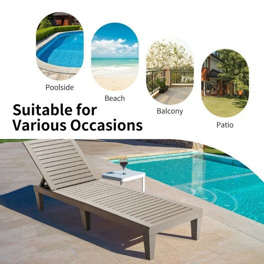 Outdoor Recliner Chair with 5-Position Adjustable Backrest-Black W2B