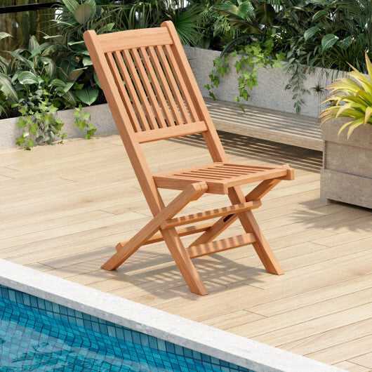 Indonesia Teak Wood Patio Folding Dining Chair with Slatted Seat W2B