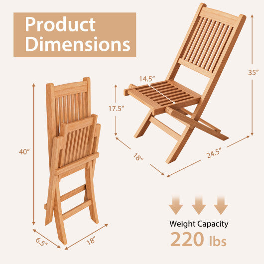 Indonesia Teak Wood Patio Folding Dining Chair with Slatted Seat W2B