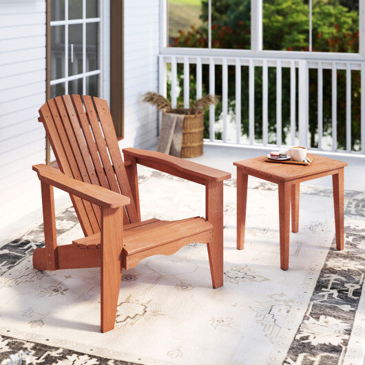 Solid Wood Adirondack Chair with High Backrest and Wide Armrests W2B