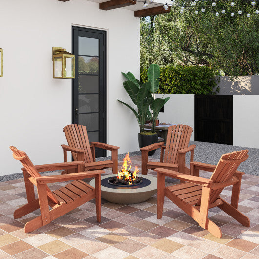 Solid Wood Adirondack Chair with High Backrest and Wide Armrests W2B