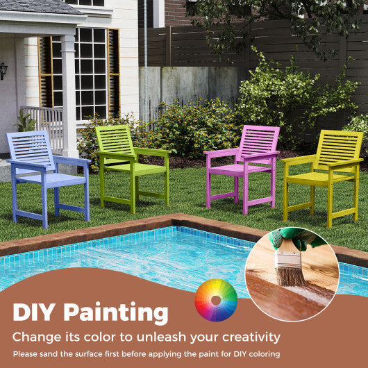 Patio Chairs Set of 2 with Inclined Backrests and Slatted Seats W2B
