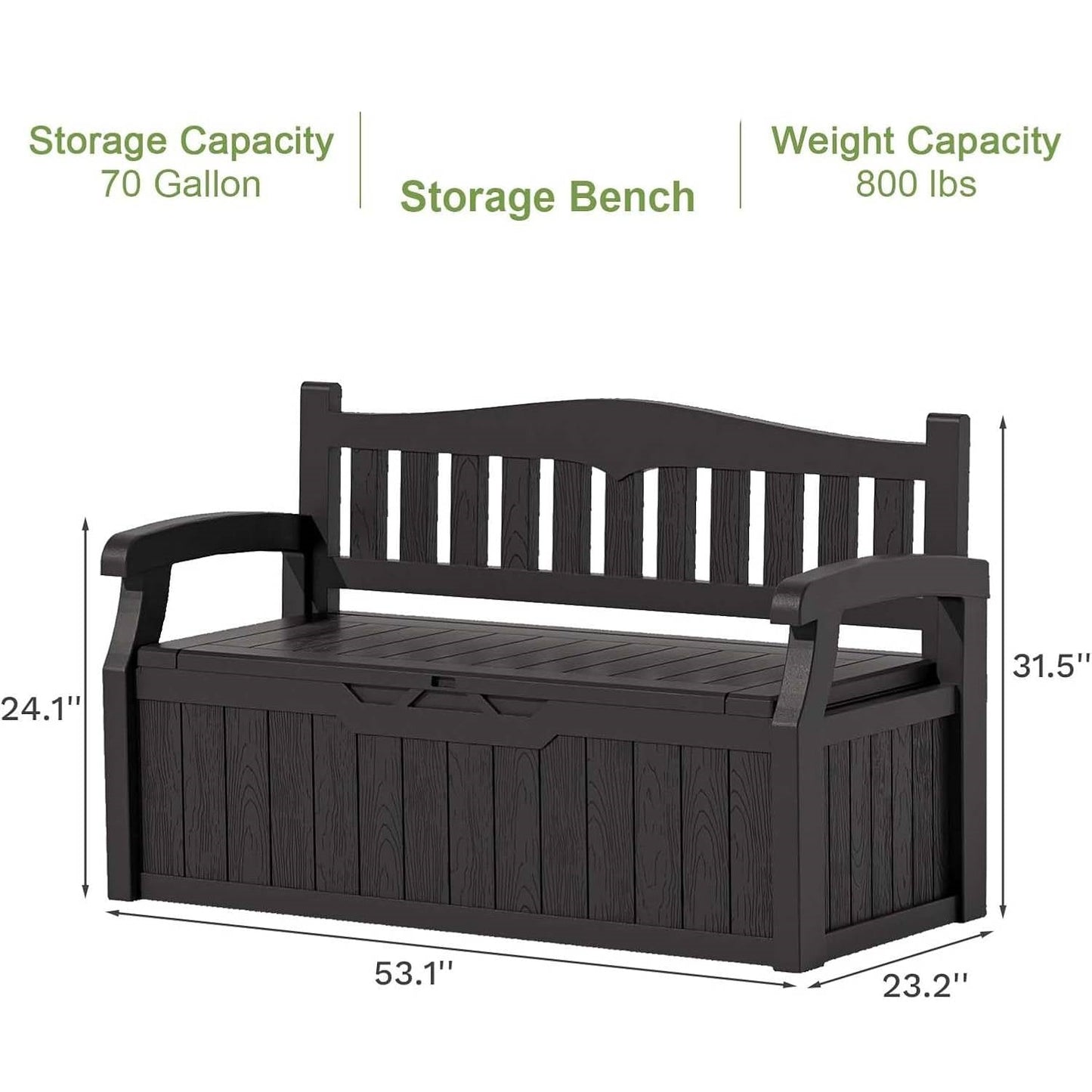 Heavy Duty Black Plastic Outdoor Storage Garden Bench Patio Deck Box FastFurnishings
