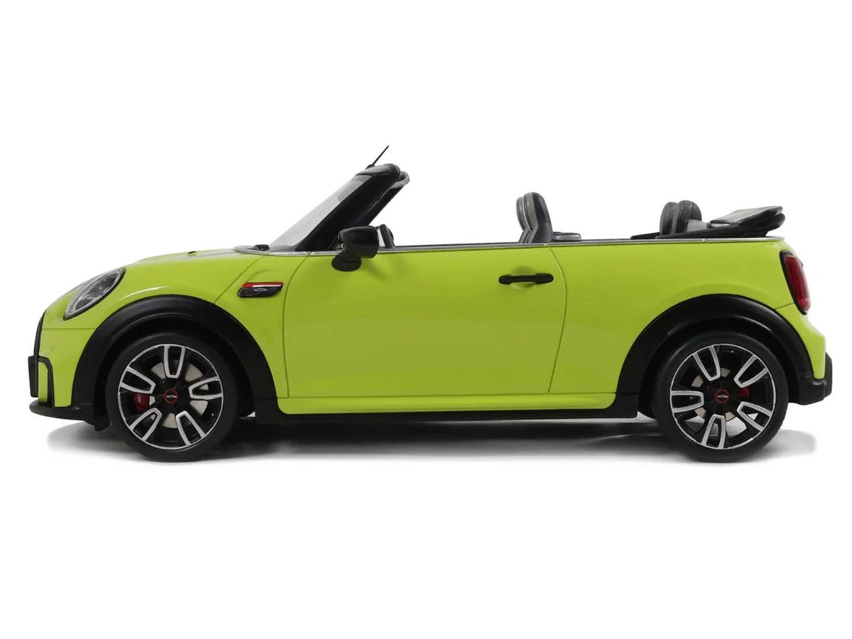2021 Mini JCW Cabrio Zesty Yellow with Black Stripes 1/18 Model Car by Otto Mobile GT Spirit