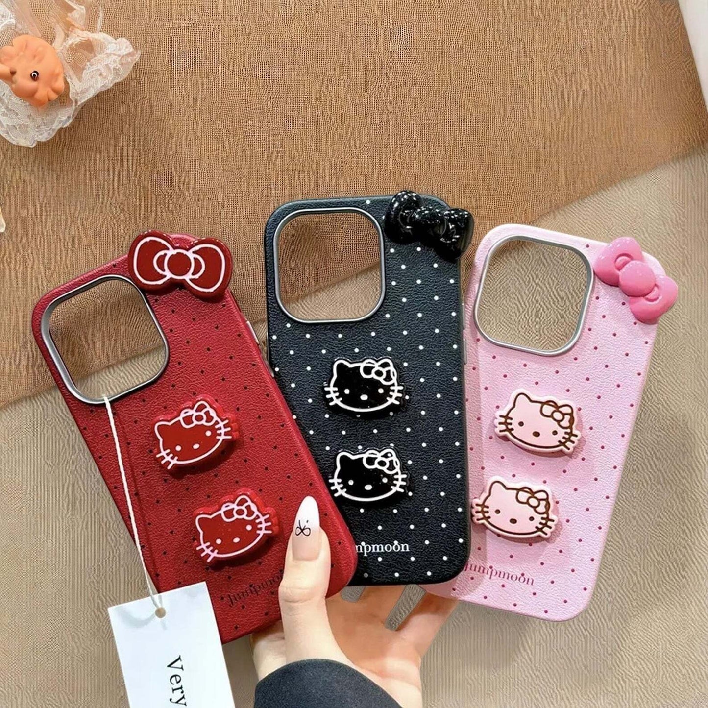 So Sweet Kitty Baby Bowknot Case for Samsung Galaxy S25 S24 Ultra S23 S22 Plus - Soft Leather Style Luxury Protective Phone Cover W2B