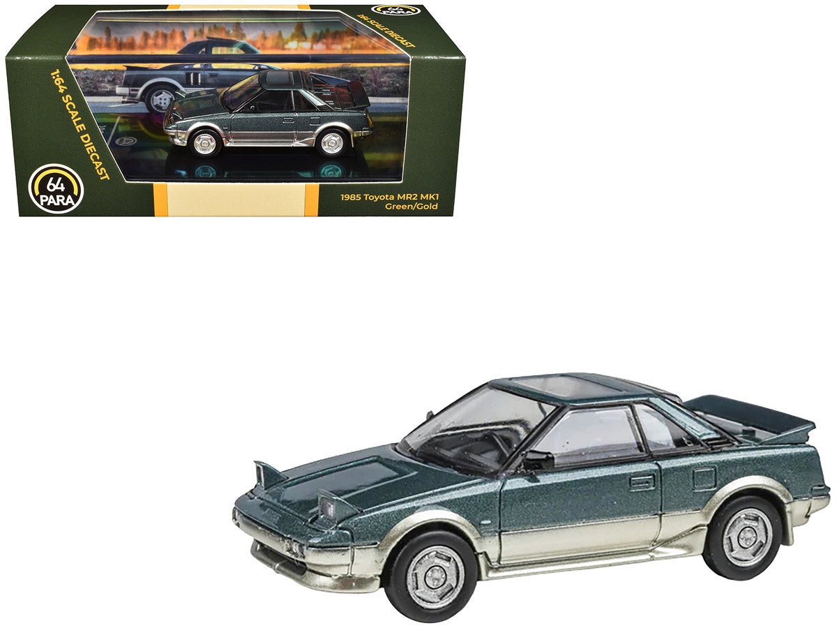 1985 Toyota MR2 MK1 Green Metallic and Gold with Sunroof 1/64 Diecast Model Car by Paragon Models Paragon