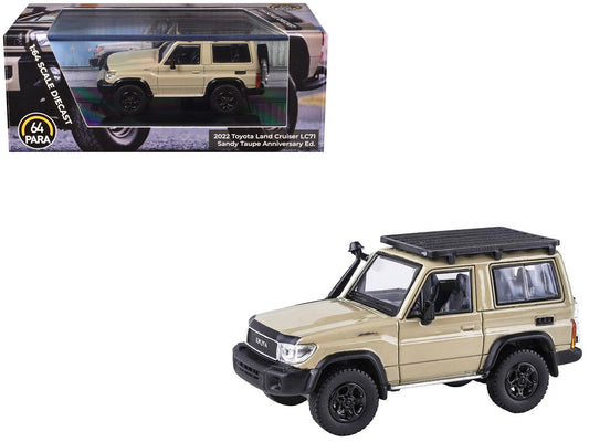 2023 Toyota Land Cruiser 71 Sandy Taupe "70th Anniversary" with Roofrack 1/64 Diecast Model Car by Paragon Paragon