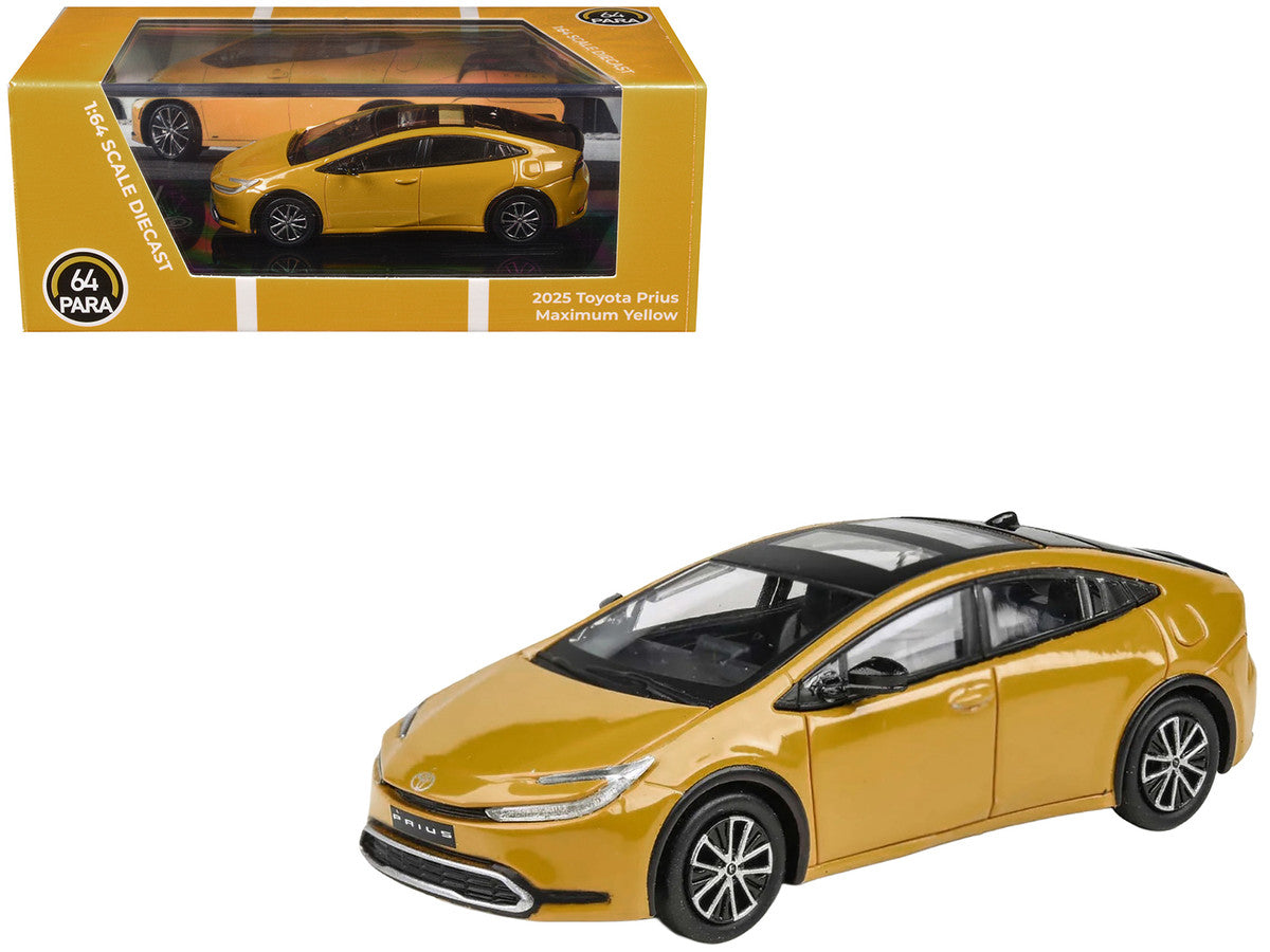 2023 Toyota Prius Maximum Yellow with Black Top and Sun Roof 1/64 Diecast Model Car by Paragon Models Paragon