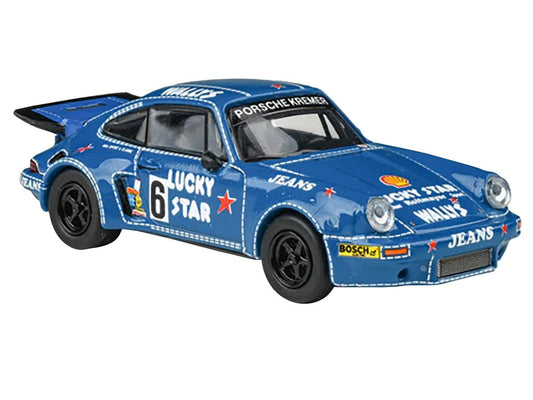 1975 Porsche 911 Carrera RSR 3.0 #6 "Kremer Racing - Wallys Jeans" Blue 1/64 Diecast Model Car by Paragon Models Paragon