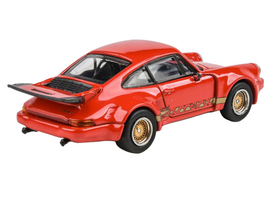 Porsche 911 Carrera RSR 3.0 Guards Red with Gold Stripes and Wheels 1/64 Diecast Model Car by Paragon Models Paragon