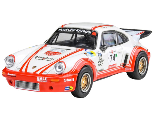 Porsche 911 Carrera RSR 3.0 #74 "Aurora Racing" White with Red Stripes 1/64 Diecast Model Car by Paragon Models-1