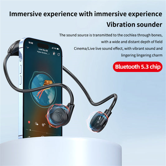 M2 Bone Conduction Headphones Sports Wireless Earphones With Built-in Mic For Running Cycling Hiking Driving black W2B