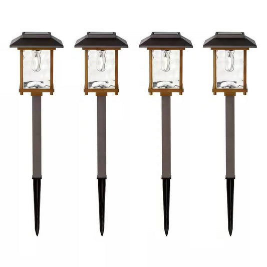 4 Pack - Bronze Gold Solar LED Light Set - Outdoor Path Yard Lighting-1