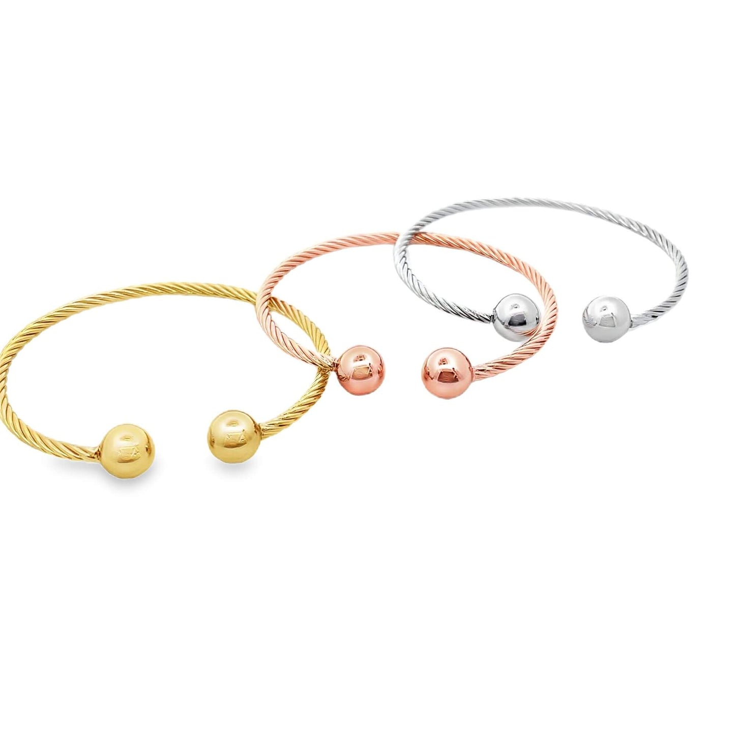 Thin Twisted Bead Bangle (B142)-4
