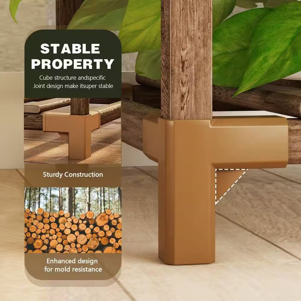 Natural Wood Bookcase Plant Stand Shelving Rack - Holds up to 9 Planters FastFurnishings