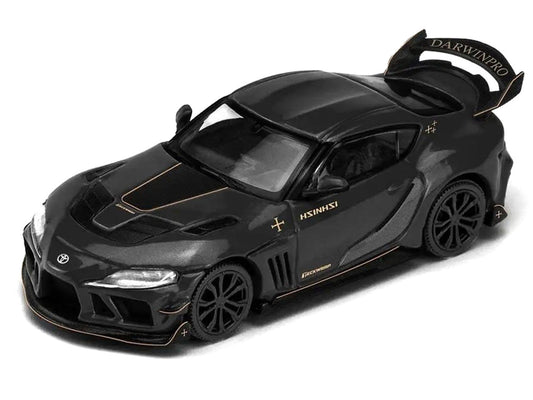 Toyota Supra DarwinPro Black with Gold Accents "Enigma Exclusive Edition" 1/64 Diecast Model Car by Pop Race-1