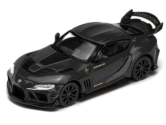 Toyota Supra DarwinPro Black with Gold Accents "Enigma Exclusive Edition" 1/64 Diecast Model Car by Pop Race Pop Race