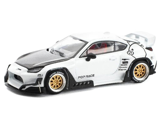 Toyota Pandem GR86 White with Carbon Hood "Enigma Exclusive Edition" 1/64 Diecast Model Car by Pop Race-1