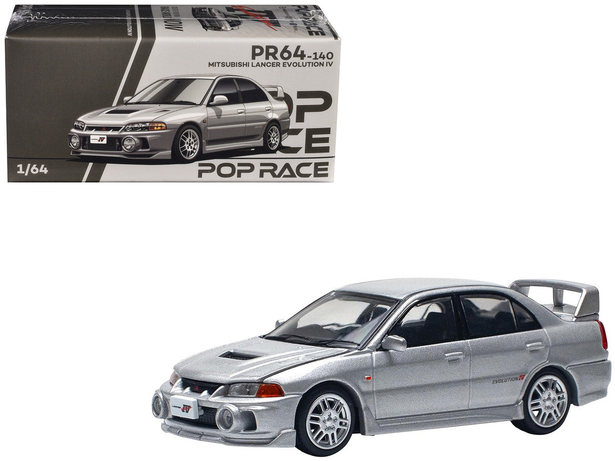 Mitsubishi Lancer Evolution IV RHD (Right Hand Drive) Steel Silver Metallic 1/64 Diecast Model Car by Pop Race Pop Race