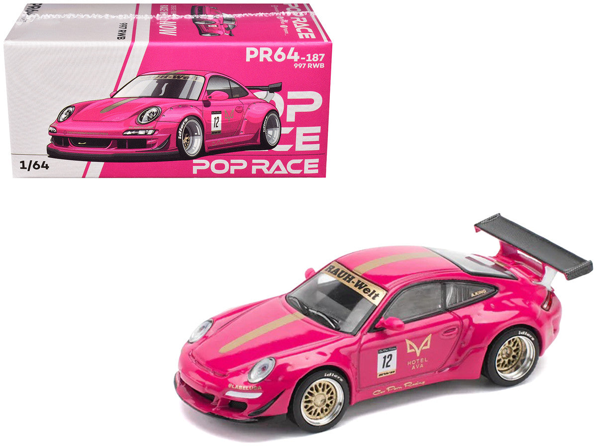 RWB 997 #12 "Hotel Ava" Pink Metallic 1/64 Diecast Model Car by Pop Race Pop Race