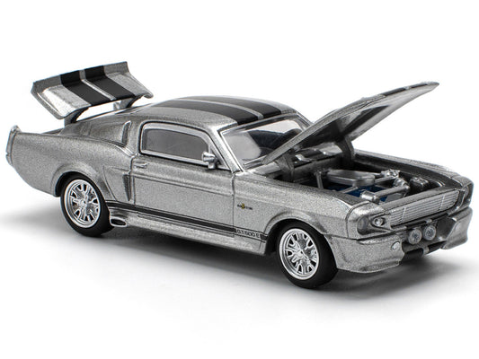Shelby Mustang GT500 Gray Metallic with Black Stripes 1/64 Diecast Model Car by Pop Race Pop Race