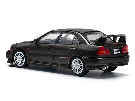 Mitsubishi Lancer Evolution IV RHD (Right Hand Drive) Pyrenees Black Pearl 1/64 Diecast Model Car by Pop Race-1