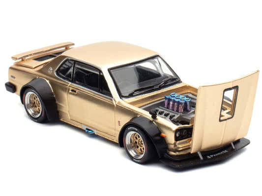 Skyline GT-R V8 Drift "Hakosuka" RHD (Right Hand Drive) Gold Metallic 1/64 Diecast Model Car by Pop Race Pop Race