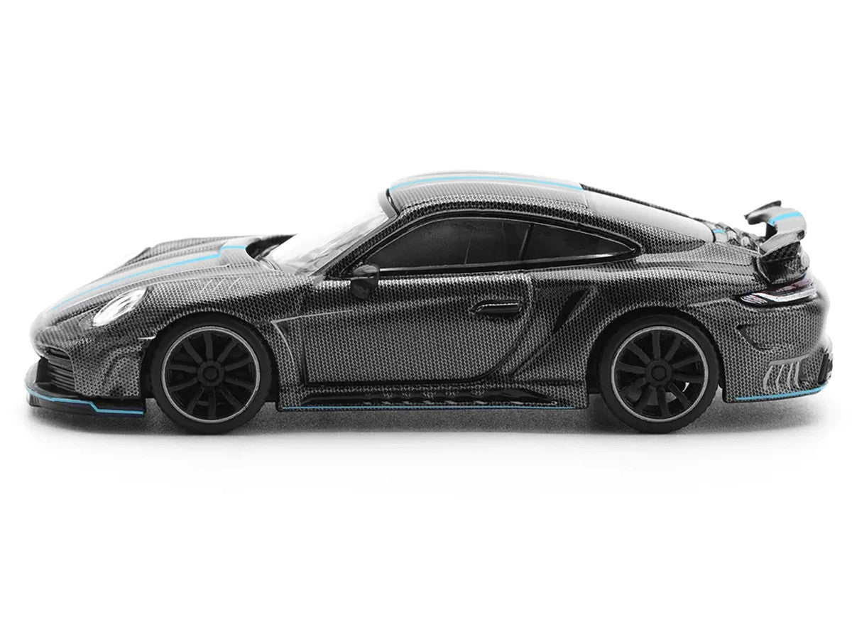 992 Stinger GTR Carbon Edition with Blue Stripe 1/64 Diecast Model Car by Pop Race Pop Race