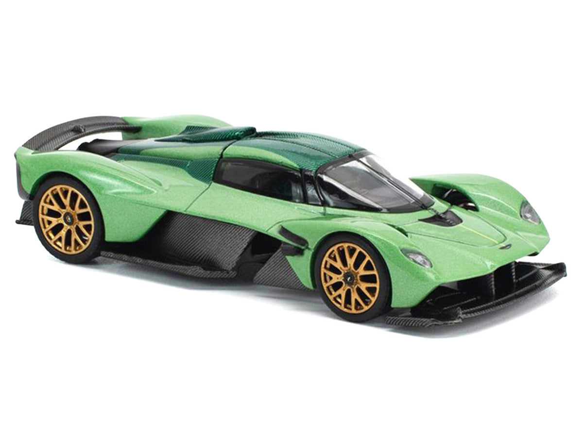 Aston Martin Valkyrie Iridescent Emerald Metallic with Green Carbon Top 1/64 Diecast Model Car by Pop Race Pop Race