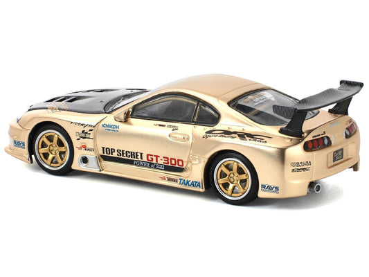 Toyota Supra "Top Secret" GT300 RHD (Right Hand Drive) Gold Metallic with Carbon Hood 1/64 Diecast Model Car by Pop Race Pop Race