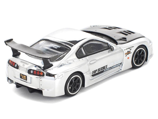 Toyota Supra "Top Secret" GT300 RHD (Right Hand Drive) Silver Chrome 1/64 Diecast Model Car by Pop Race Pop Race
