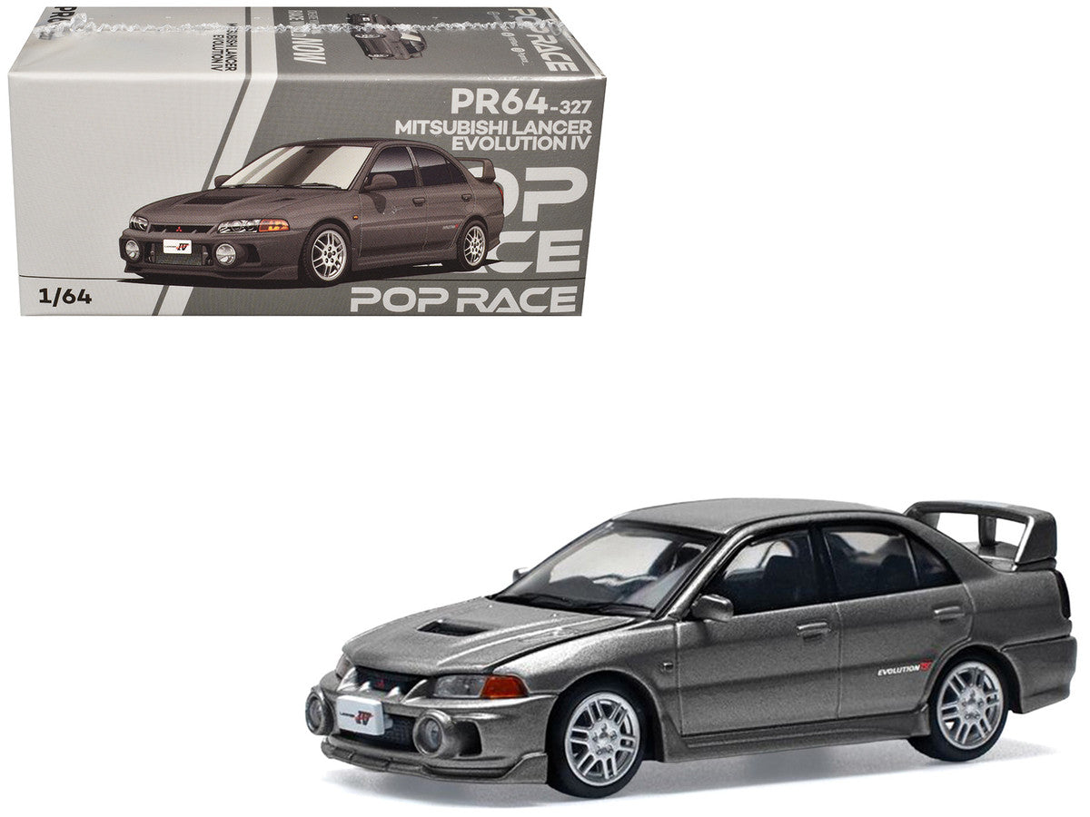 Mitsubishi Lancer Evolution IV RHD (Right Hand Drive) Dark Gray Metallic 1/64 Diecast Model Car by Pop Race Pop Race