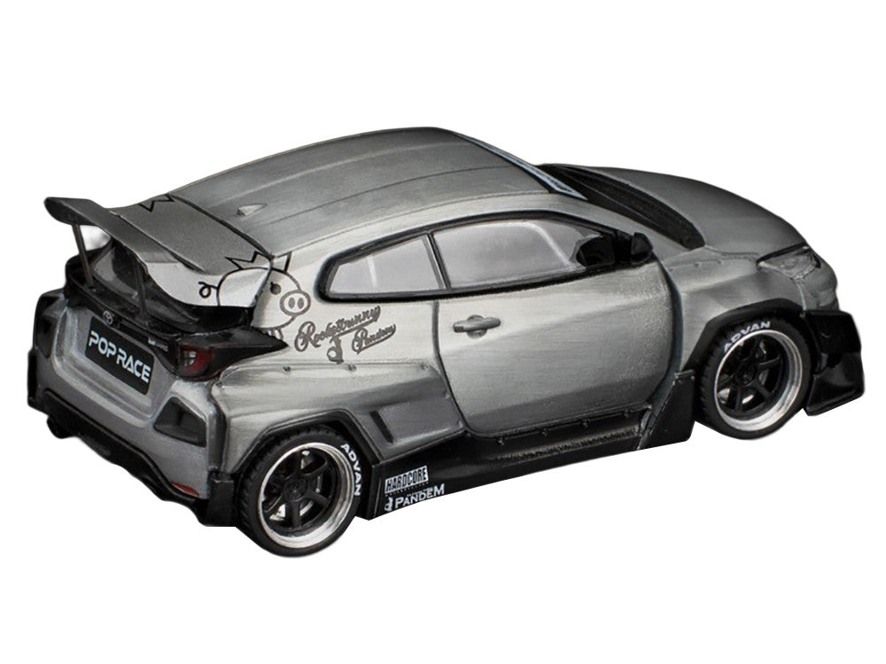 Toyota "Pandem" GR Yaris RHD (Right Hand Drive) Raw Metal 1/64 Diecast Model Car by Pop Race Pop Race