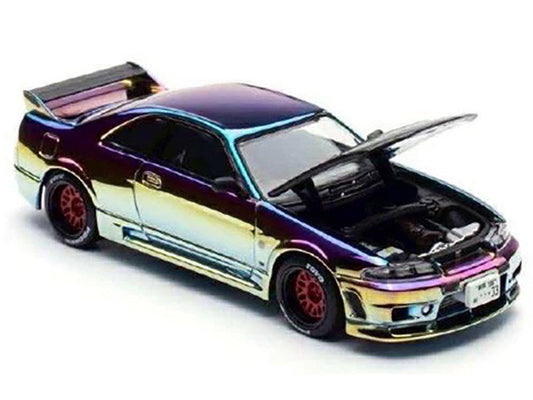 Skyline GT-R (R33) RHD (Right Hand Drive) Chameleon Chrome with Carbon Hood "APA XPO 2025 Exclusive" 1/64 Diecast Model Car by Pop Race Pop Race