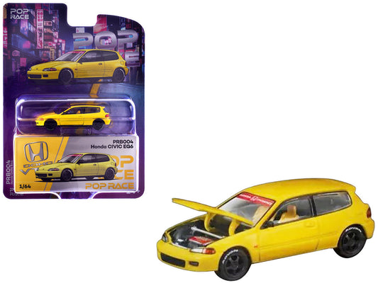 Honda Civic EG6 RHD (Right Hand Drive) Yellow "Vancouver 2026 Event Edition" 1/64 Diecast Model Car by Pop Race Pop Race