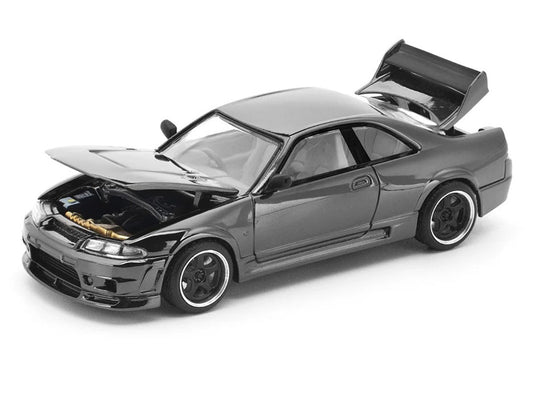 GTR R33 400R RHD (Right Hand Drive) Dark Chrome "The Dark Chrome Series" 1/64 Diecast Model Car by Pop Race Pop Race