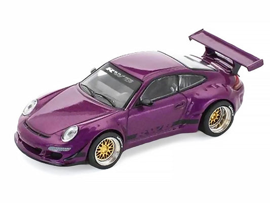 RWB 997 Purple Metallic with Black Stripes 1/64 Diecast Model Car by Pop Race-1