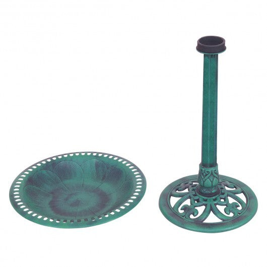 Outdoor Garden Green Pedestal Bird Bath Feeder W2B