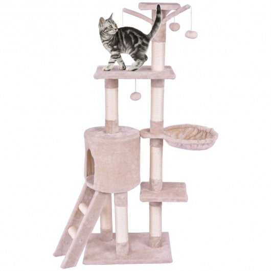 56 Inch Condo Scratching Posts Ladder Cat Play Tree W2B