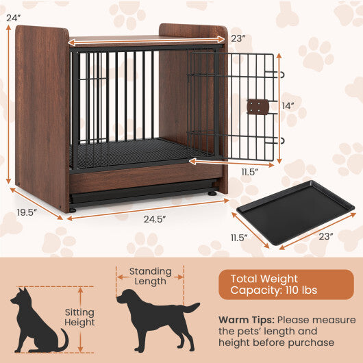 Dog Crate Indoor Dog Cage with Removable Tray and Lockable Door W2B